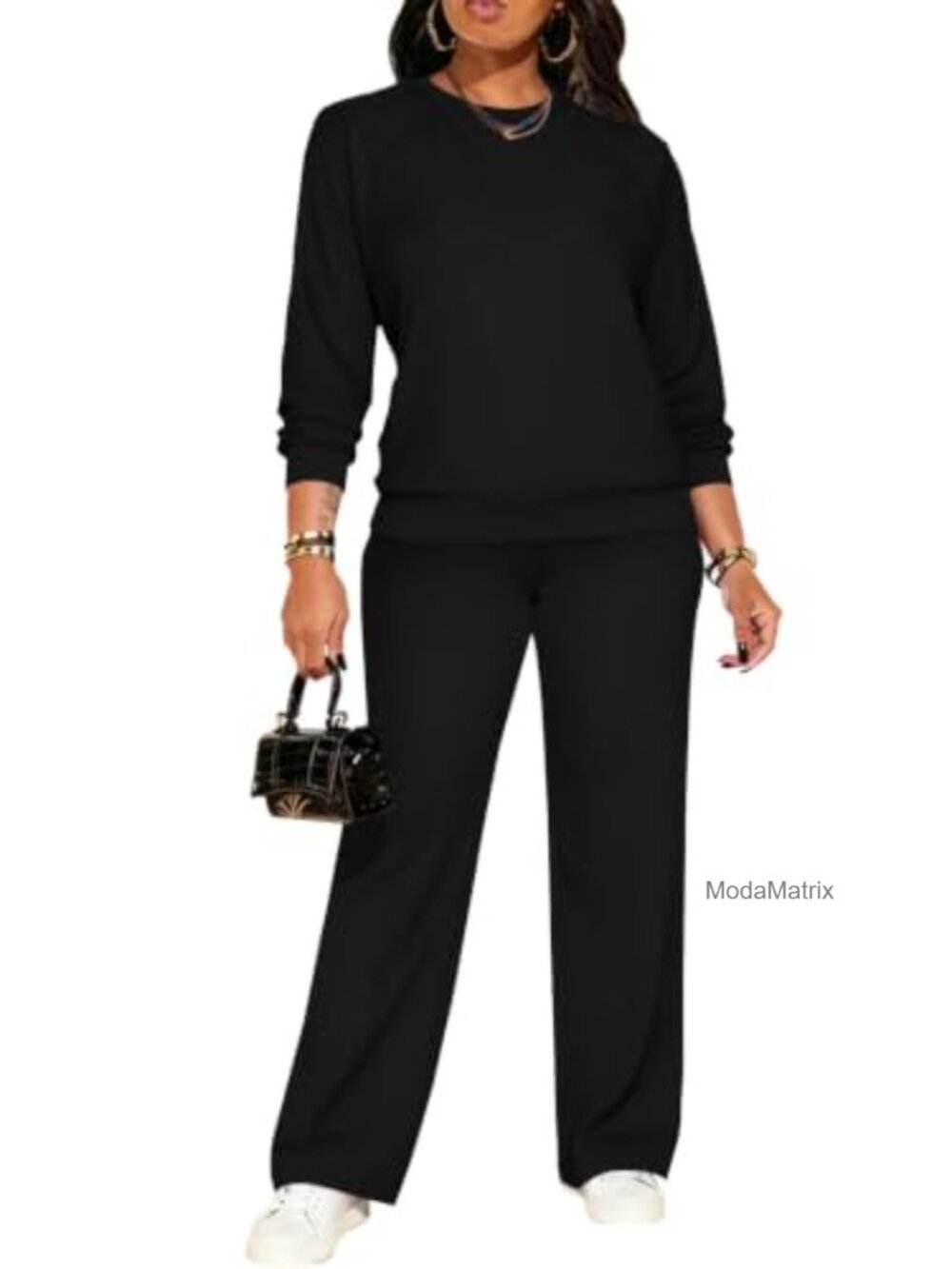 Women's 2 Piece Sweatsuit Lounge Set Wide Leg Pants Crop Top